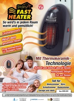 Starlyf® Fast Heater - 400W Tragbare Und Leistungsstarke Steckdosen-Mini-Heizung Schwarz - Original Aus Der TV-Werbung -Kaufland Verkäufe 3e4ce2a2a5bc077063695f6683bb6e39