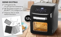 MAXXMEE Heißluft-Fritteuse Digital - 12 L Fassungsvermögen - Schwarz Heißluft Fritteuse Friteuse Fritöse Airfryer 12L XXL Backofen Drehgrill Digital 21 MAXXMEE Heißluft-Fritteuse Digital - 12 L Fassungsvermögen - Schwarz Heißluft Fritteuse Friteuse Fritöse Airfryer 12L XXL Backofen Drehgrill Digital -Kaufland Verkäufe 3ebad5003024c3ab841ae0dd4fdfefb4