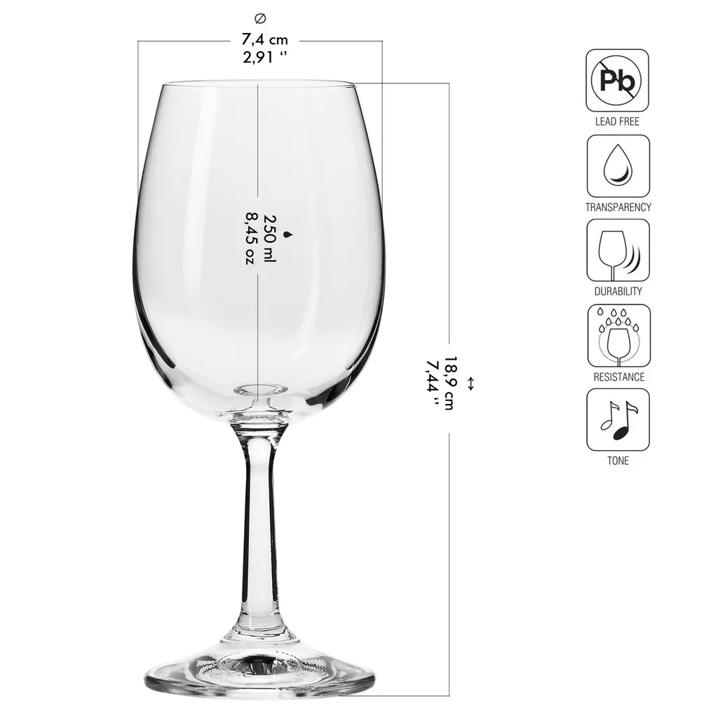 KROSNO Pure Weißweinglas, 6er-Set, 250 Ml 4 KROSNO Pure Weißweinglas, 6er-Set, 250 Ml – Bild 2