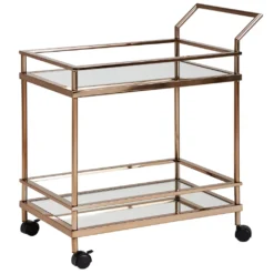 WOHNLING Design Servierwagen Dunkles Gold 2 Ebenen Mit Bremsen | Beistelltisch Auf Rollen | Speisewagen Mit Glasplatte | Küchenwagen | Teewagen -Kaufland Verkäufe 3f4bd9718977a655e6dccd1d68560f2a