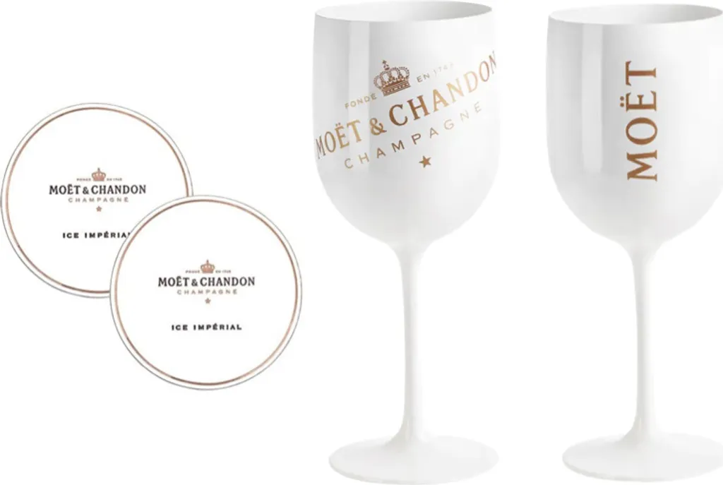 Original Moët & Chandon Acryl Champagnergläser Ice Imperial Weiß Inkl. Untersetzer 3 Original Moët & Chandon Acryl Champagnergläser Ice Imperial Weiß Inkl. Untersetzer