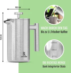 Bjørn Liebdhal French Press Edelstahl Kaffeemaschine Auch Für Camping : 0.6 Liter -Kaufland Verkäufe 410e902588485c968c3991359433ec5f