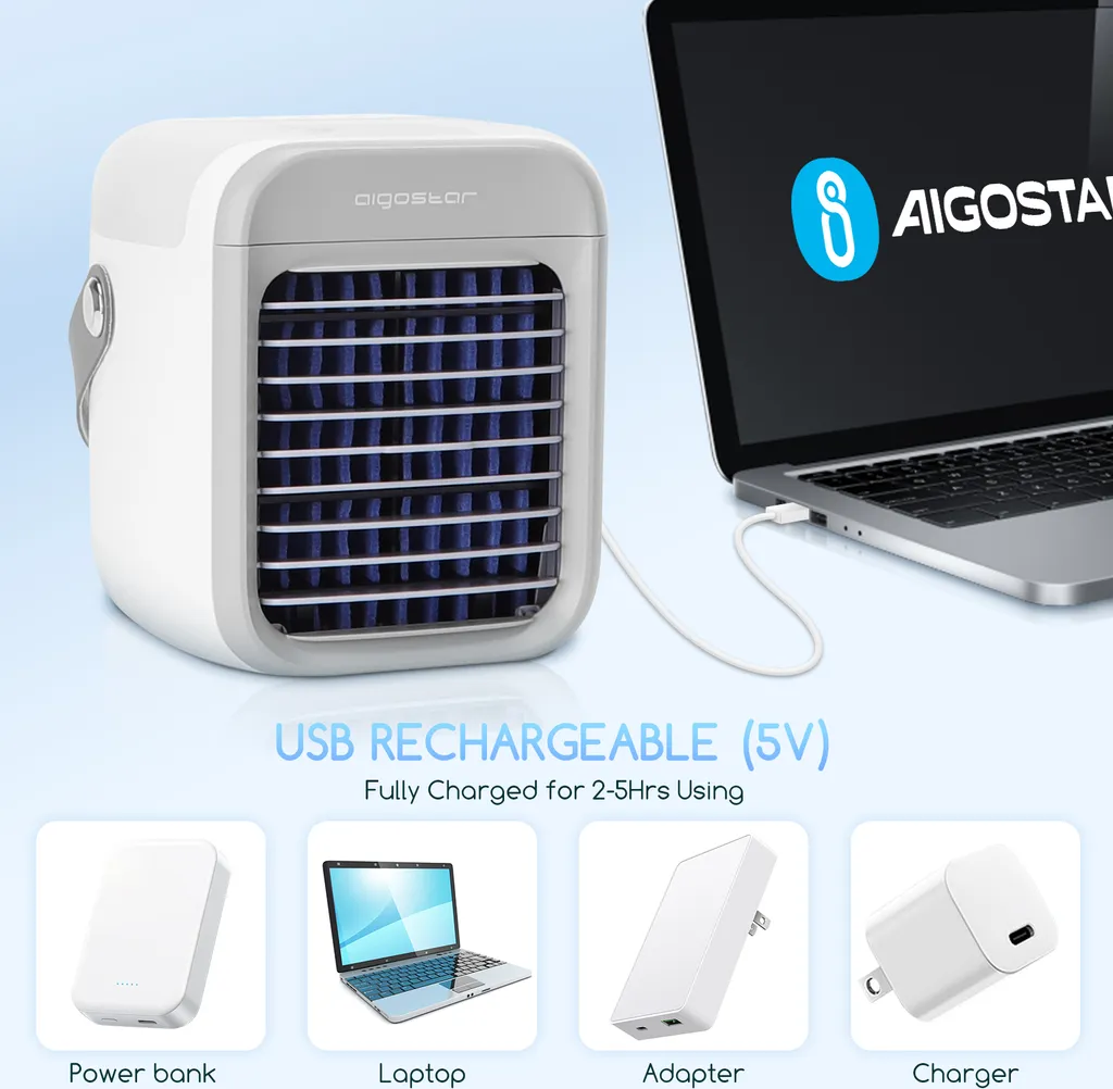 Aigostar Mini Luftkühler Mit Wassertank, Nebel Top Fill Luftbefeuchter 300 Ml Mit 3 Windstufen & 7 Nachtlicht Und Duft-Diffusor, Für Schlafzimmer, Baby, Büro,imFreien 8 Aigostar Mini Luftkühler Mit Wassertank, Nebel Top Fill Luftbefeuchter 300 Ml Mit 3 Windstufen & 7 Nachtlicht Und Duft-Diffusor, Für Schlafzimmer, Baby, Büro,imFreien – Bild 6