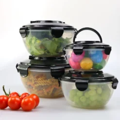 PLENTYFY Vorratsdosen 8 Teilig - Vorratsdosen Set Rund Mit Deckel Vorratsbehälter - Schwarz Luftdicht & Auslaufsicher Vorratsgläser Set Salatschüssel Mit Tragegriff -Kaufland Verkäufe 43856336dad74393858c7799290398b6