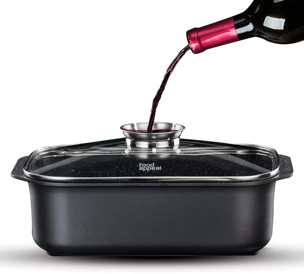 Food Appeal Black Marble Kasserolle, Kochtopf, Röster Mit Aromatischem Glasdeckel, Anti-haft Beschichtung | Schwarzes Marmor Design | Für Gasherd, Induktionsherd, Keramikherd Und Elektroherd 4 Food Appeal Black Marble Kasserolle, Kochtopf, Röster Mit Aromatischem Glasdeckel, Anti-haft Beschichtung | Schwarzes Marmor Design | Für Gasherd, Induktionsherd, Keramikherd Und Elektroherd – Bild 2