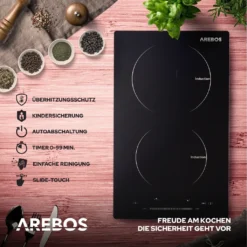 AREBOS Induktionskochfeld 3000W, 2 Kochfelder, 30 Cm, Autark Mit Sensor Touch, Timer, Kindersicherung, Überhitzungsschutz, Autoabschaltung -Kaufland Verkäufe 44e552cde27a5dae54b8b732a0c57169