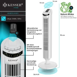 KESSER Turmventilator FERNBEDIENUNG Ventilator LED Display Standventilator Klimaanlage, Farbe:Weiß -Kaufland Verkäufe 45f28e7745cf1a15898a5d071e7b94c5