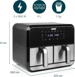 Princess 182074 Doppelkorb Heißluftfritteuse 2x 4 L 2x 1600 W Ohne-Öl Timer -Kaufland Verkäufe 4624a4c8bdbe9316f39b535b471afbaf
