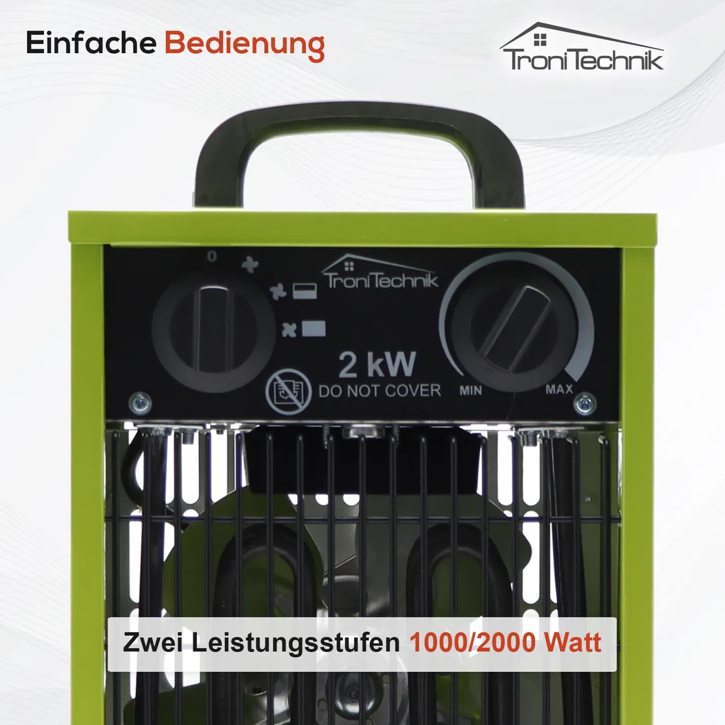 Tronitechnik TT-EIH-152 Heizgerät Heizlüfter Heizung 2.000 Watt, Tragegriff, Stahl, Stufenlose Thermosteuerung 9 Tronitechnik TT-EIH-152 Heizgerät Heizlüfter Heizung 2.000 Watt, Tragegriff, Stahl, Stufenlose Thermosteuerung – Bild 7