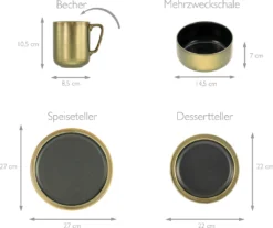 CreaTable 23592 Kombiservice Modern Industrial Für 4 Personen, Steinzeug, Schwarz/gold (1 Set, 16-teilig) -Kaufland Verkäufe 46c1de60d245fbc7cd8630a96e1f4066