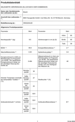 Bosch Serie | 6,Waschmaschine Frontlader 9 Kg 1400 U/min. WGG244A20 -Kaufland Verkäufe 46d66a4545190b89e2aec5b71e34b616