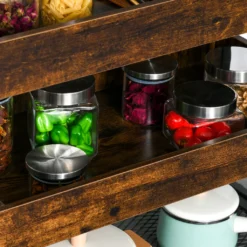 HOMCOM Küchenwagen Küchenrollwagen Servierwagen 3-stöckige Küchenregal Industrie-Design Mit Verstellbaren Füßen Rustikales Braun 80 X 40 X 90 Cm -Kaufland Verkäufe 4753ea4e91715ae304ef1317170ab00c