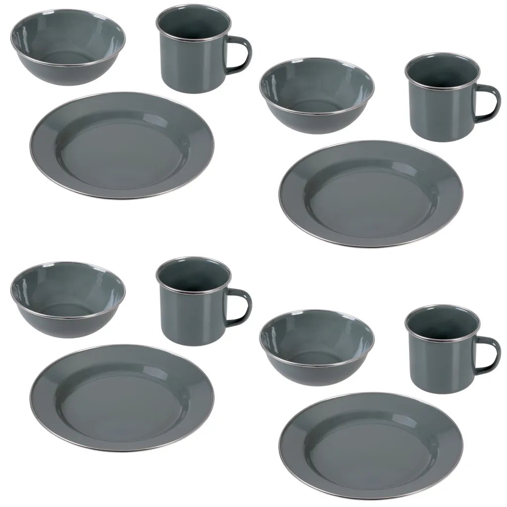 GRÄWE Camping Geschirr Set 4 Personen Grau 3 GRÄWE Camping Geschirr Set 4 Personen Grau