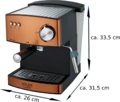 Adler Espressomaschine | Kaffeemaschine | Milchaufschäumer | Cappuccinomaschine | Siebträger Espressomaschine | Elektrische Espressomaschine | Bronze Design | 1,6L Wassertank | 850 Watt |15 Bar | 24 Adler Espressomaschine | Kaffeemaschine | Milchaufschäumer | Cappuccinomaschine | Siebträger Espressomaschine | Elektrische Espressomaschine | Bronze Design | 1,6L Wassertank | 850 Watt |15 Bar | -Kaufland Verkäufe 48175b22c2224aae488c5e277dbdc754