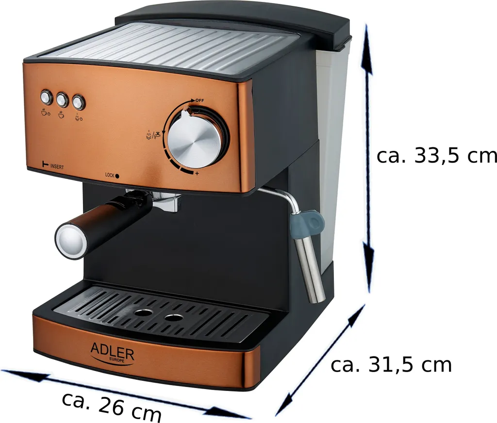 Adler Espressomaschine | Kaffeemaschine | Milchaufschäumer | Cappuccinomaschine | Siebträger Espressomaschine | Elektrische Espressomaschine | Bronze Design | 1,6L Wassertank | 850 Watt |15 Bar | 12 Adler Espressomaschine | Kaffeemaschine | Milchaufschäumer | Cappuccinomaschine | Siebträger Espressomaschine | Elektrische Espressomaschine | Bronze Design | 1,6L Wassertank | 850 Watt |15 Bar | – Bild 10