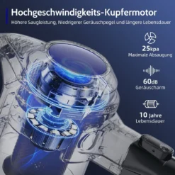 Akku Staubsauger, Kabellos, Beutellos, Akkusauger, Handstaubsauger Akku, Stabstaubsauger, Stielstaubsauger, Staubsauger Tierhaare, Teppich, Parkett, 25,000 Pa 5-in-1, Bis Zu 50 Min Laufzeit Mit LED Elektrobürste, Teleskoprohr, Wandhalterung -Kaufland Verkäufe 483dae950029985df50c4d672c7736c8