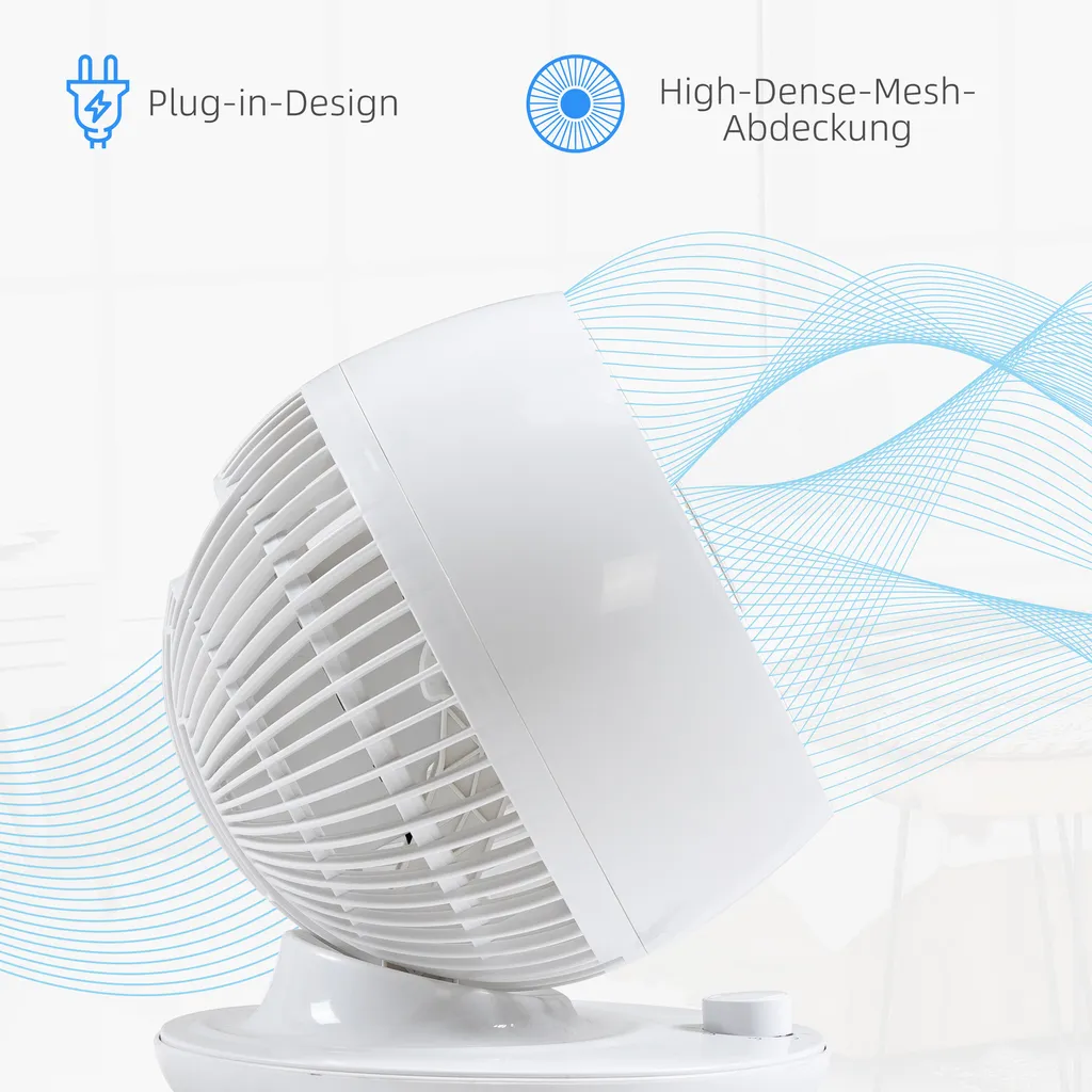 HOMCOM Tischventilator Umluftventilator 90° Kippfunktion 70° Oxidation 90° Schwenkbar Ventilator Lüfter 3 Geschwindigkeitsstufen ABS Kunststoff L Ø27 X 34H Cm 9 HOMCOM Tischventilator Umluftventilator 90° Kippfunktion 70° Oxidation 90° Schwenkbar Ventilator Lüfter 3 Geschwindigkeitsstufen ABS Kunststoff L Ø27 X 34H Cm – Bild 7