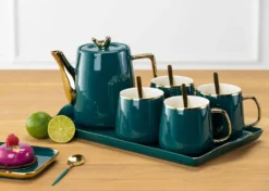 HowHomely Kaffeeservice Keramik 4 Personen - Teeservice 10-tlg. - Grün-Gold 12 HowHomely Kaffeeservice Keramik 4 Personen - Teeservice 10-tlg. - Grün-Gold -Kaufland Verkäufe 4888f8f374eaebdee61c21be176358fd