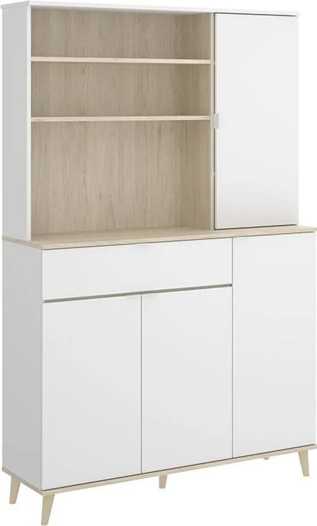 Küchenschrank Mit 4 Türen, 1 Schublade & 3 Ablagen - Weiß & Eichefarben - WAJDI 7 Küchenschrank Mit 4 Türen, 1 Schublade & 3 Ablagen - Weiß & Eichefarben - WAJDI – Bild 5