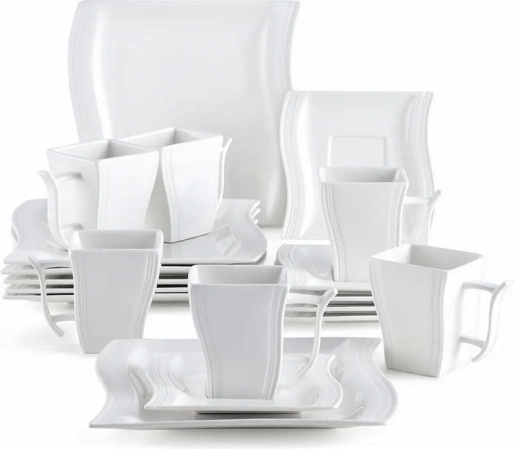MALACASA, Serie Flora, 18 Tlg . Set Cremeweiß Porzellan Kaffeeservice Geschirrset Mit Je 6 Kuchenteller, 6 Tasse 220ml, 6 Untertasse Für 6 Personen 3 MALACASA, Serie Flora, 18 Tlg . Set Cremeweiß Porzellan Kaffeeservice Geschirrset Mit Je 6 Kuchenteller, 6 Tasse 220ml, 6 Untertasse Für 6 Personen