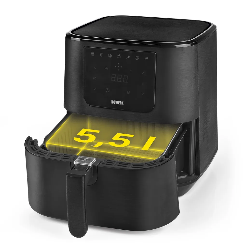 N8WERK Heißluft-Fritteuse In Der Midnight Edition Fritteuse Heißluft Fritteuse Airfryer Pommes 5L Ofen XL Digital Touch Display 5 N8WERK Heißluft-Fritteuse In Der Midnight Edition Fritteuse Heißluft Fritteuse Airfryer Pommes 5L Ofen XL Digital Touch Display – Bild 3