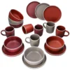 Liz 18tlg Frühstücksset Für 6 Steingut Sand Rot Terracotta Schale Teller Becher