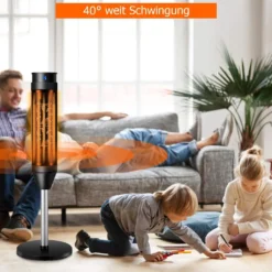 COSTWAY Heizlüfter, 1,2KW/2KW, Elektroheizung, Heizgerät Mit Thermostat & 3 Modi, 40° Oszillation, 10 - 49℃, Schnellerhitzung, Inkl. 8H Timer, LED, 28x28x85cm, Schwarz -Kaufland Verkäufe 4a6d6563ae093061553abdd7a144e6cc