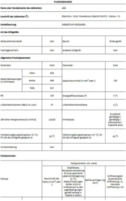 AEG - SKB582F1AF - Unterbau-Kühlschrank - Festtür-Technik -Kaufland Verkäufe 4b8d35660dbf497bcf698a5a597a1964