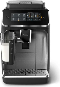 Philips Kaffeevollautomat 3200 Series, 5 Kaffeespezialitäten, LatteGo Milchsystem, Touchdisplay, Schwarz (EP3246/70)