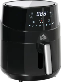 HOMCOM Heißluftfritteuse 4,5 L 1500W Mit 8 Menüs LED-Display Antihaftbeschichteter Fritterkorb Für Gesundes ölfreies Fettarmes Kochen Schwarz 28 X 35,1 X 33 Cm