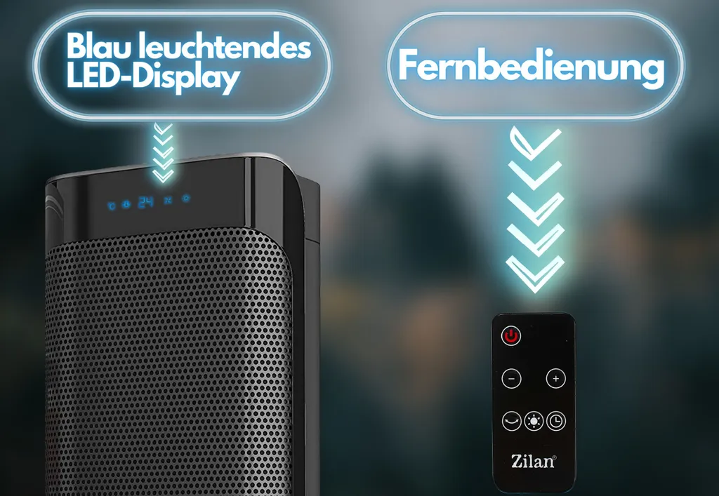 Zilan Keramik Heizlüfter | Heizstrahler | Oszillierend | 2 Leistungsstufen | 8h Timer | Fernbedienung | LED Display | Temperatureinstellung Von 10-35°C | 2000 Watt | 4 Zilan Keramik Heizlüfter | Heizstrahler | Oszillierend | 2 Leistungsstufen | 8h Timer | Fernbedienung | LED Display | Temperatureinstellung Von 10-35°C | 2000 Watt | – Bild 2