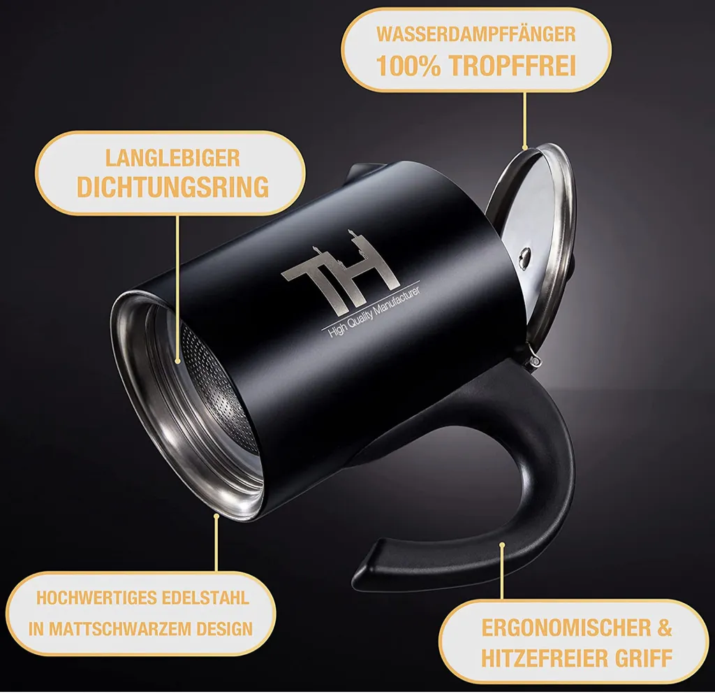 Thiru Espressokocher Induktion L Premium Mokkakanne Aus Edelstahl Inkl. Toolset (Schwarz, 6 Tassen (300ml)) 4 Thiru Espressokocher Induktion L Premium Mokkakanne Aus Edelstahl Inkl. Toolset (Schwarz, 6 Tassen (300ml)) – Bild 2