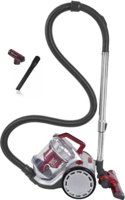 Exquisit BP 6401 Si Staubsauger | Akku-Staubsauger | Beutellos | LED Beleuchtung | Silber-Rot