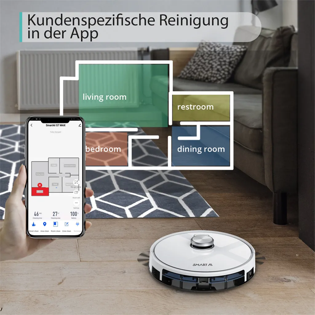S7 MAX Laser Navigation Slam Routenplanung Smart Staubsauger Roboter Saugroboter Große Saug Flüsterleises Karte Speicher Fegen Boden Mopping Roboter International Version 18 S7 MAX Laser Navigation Slam Routenplanung Smart Staubsauger Roboter Saugroboter Große Saug Flüsterleises Karte Speicher Fegen Boden Mopping Roboter International Version – Bild 16
