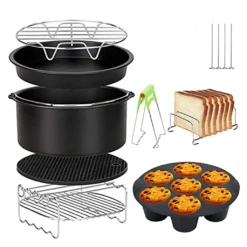 8 Zoll 12-teiliges Zubehör Heißluftfritteuse Friteuse Luftfritteuse Heißluftofen Backblech