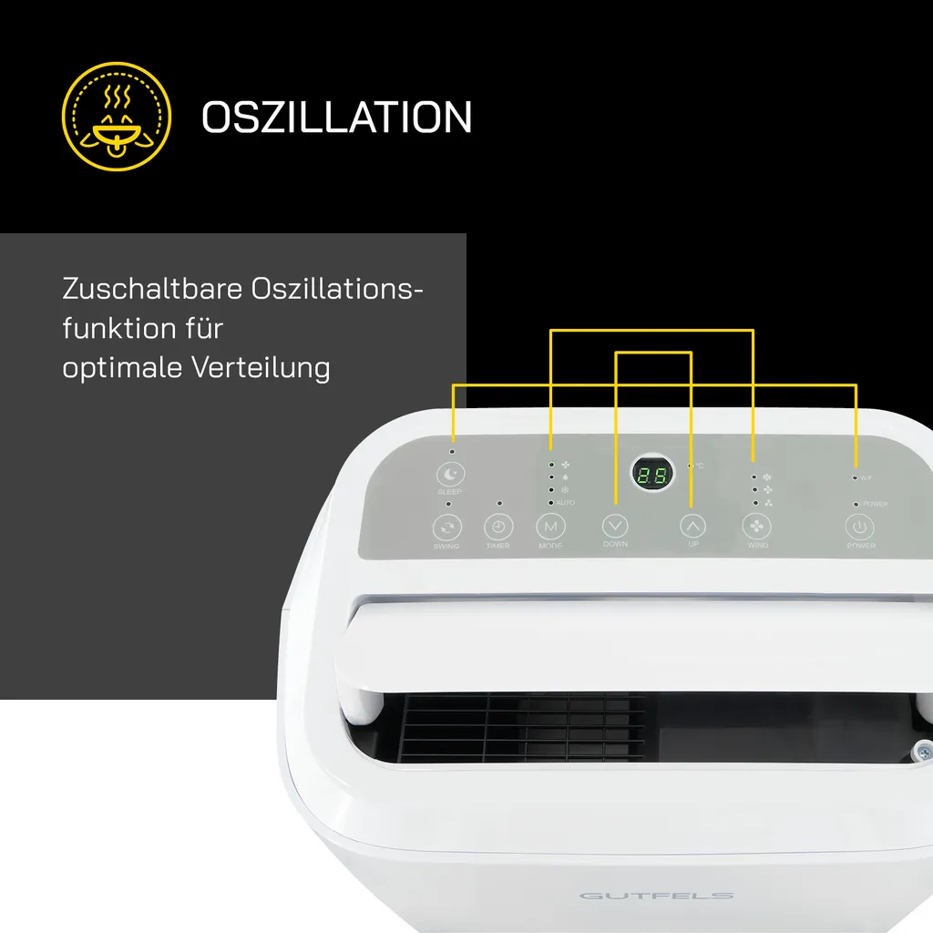 GUTFELS Mobile Klimaanlage CM 81455 We | 14000 BTU | Inkl. Abluftschlauch | Mobil | Luftentfeuchtung | Kühlen | R290a Kältemitte L Weiß 7 GUTFELS Mobile Klimaanlage CM 81455 We | 14000 BTU | Inkl. Abluftschlauch | Mobil | Luftentfeuchtung | Kühlen | R290a Kältemitte L Weiß – Bild 5