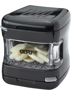 GEFU "GEFU Knoblauchschneider QUBE Schwarz Mit Auffangschale"