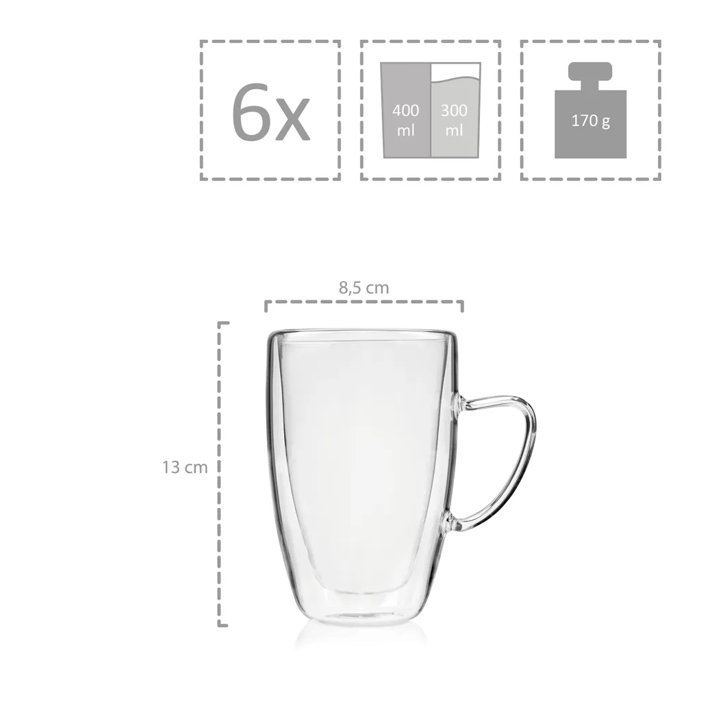 Sänger SÄNGER Doppelwandiges Cappuccino Gläser Set Mit Henkel 6 Teilig 5 Sänger SÄNGER Doppelwandiges Cappuccino Gläser Set Mit Henkel 6 Teilig – Bild 3