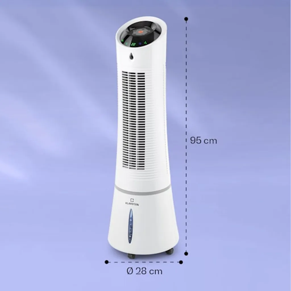 Klarstein Skyscaper Ice Smart Klimaanlage 4-in-1: Luftkühler, Ventilator, Luftbefeuchter & Ionisation - 6 L Wassertank - Oszillation - 30 W - 210 M³/h - Timer - Klimagerät Ohne Abluftschlauch - Mobiles Klimagerät 9 Klarstein Skyscaper Ice Smart Klimaanlage 4-in-1: Luftkühler, Ventilator, Luftbefeuchter & Ionisation - 6 L Wassertank - Oszillation - 30 W - 210 M³/h - Timer - Klimagerät Ohne Abluftschlauch - Mobiles Klimagerät – Bild 7