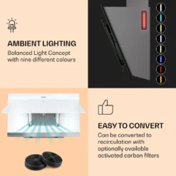 Klarstein Aurora Eco 90 Dunstabzugshaube 90 Cm , Abluftleistung: 550 M³/h , Kopffrei , Ambientelicht , EEC A+ -Kaufland Verkäufe 51cd3bc7d3711de3b0e2cb4632b13a83