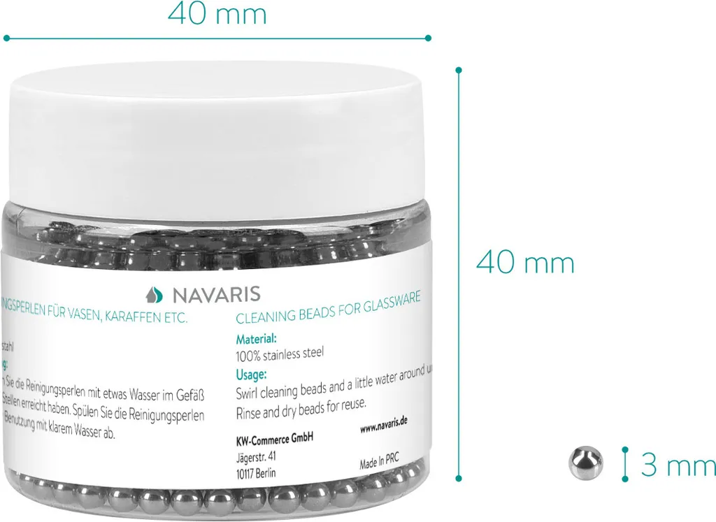 Navaris Reinigungsperlen Aus Edelstahl Für Karaffen Flaschen - 1.000 Reinigungskugeln Set - Kugeln Für Dekanter Vase Glas Glaskaraffe Wasserkaraffe Reinigen 4 Navaris Reinigungsperlen Aus Edelstahl Für Karaffen Flaschen - 1.000 Reinigungskugeln Set - Kugeln Für Dekanter Vase Glas Glaskaraffe Wasserkaraffe Reinigen – Bild 2