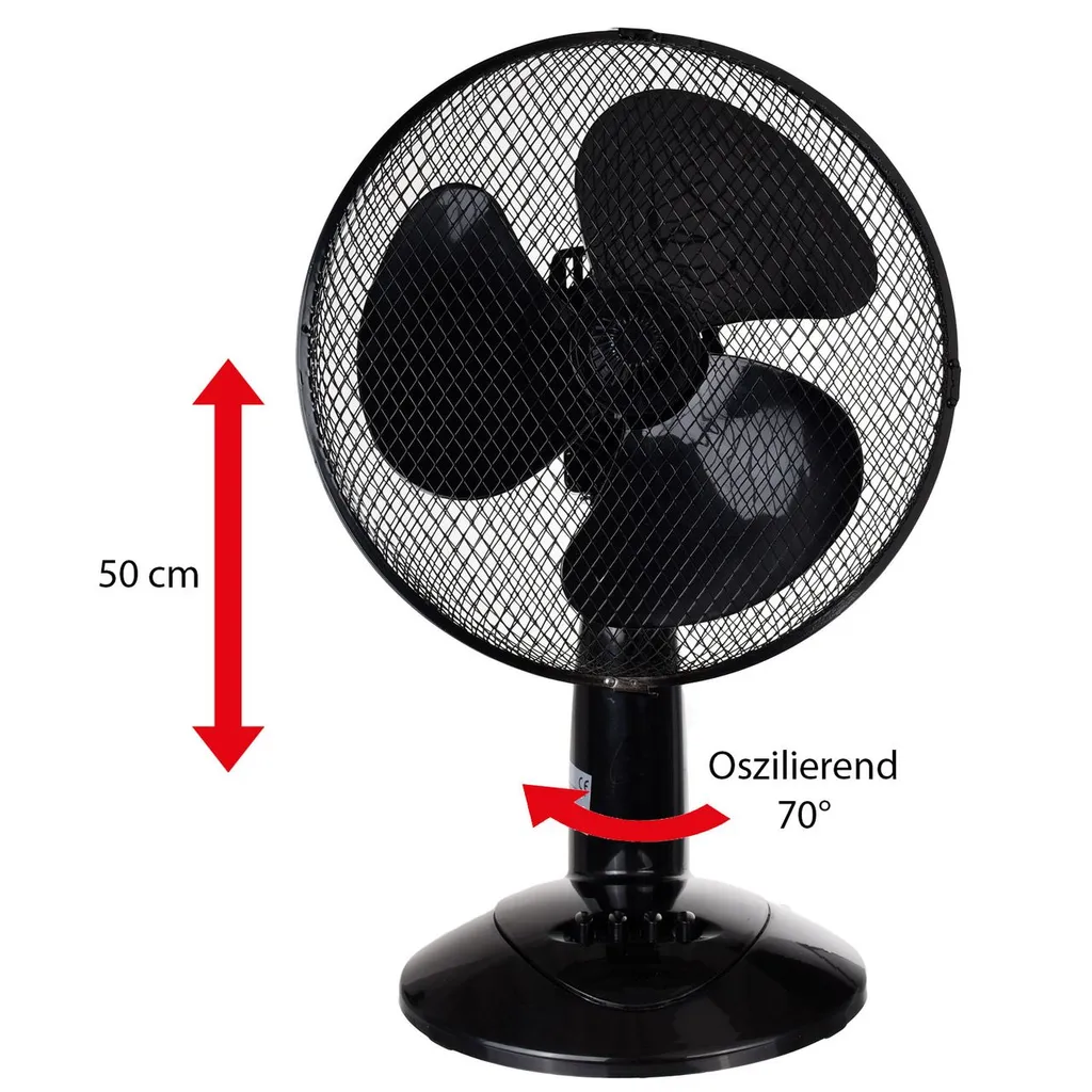LEX XXL Tischventilator Ventilator Ø30 Cm, 3 Geschwindigkeiten, Oszillation, 50cm, Farbe:Schwarz 4 LEX XXL Tischventilator Ventilator Ø30 Cm, 3 Geschwindigkeiten, Oszillation, 50cm, Farbe:Schwarz – Bild 2