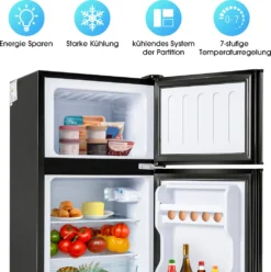 Merax Table Top Kühlschrank BCD-86A, 87 Cm Hoch, 43 Cm Breit, 60 L, Mini Kühlschrank Mit Gefrierfach, Doppeltür Und LED-Beleuchtung, Kühl-und Gefrierfunktion, Freistehend Und Klein -Kaufland Verkäufe 53a99dad0cddecefbbc96586a19df481