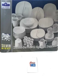Van Well Kombiservice Silver Night 62-tlg 6 Personen, Tafel + Kaffee + Zubehör, Linien-Dekor -Kaufland Verkäufe 553653be6534b87af657350a7c03d8cc