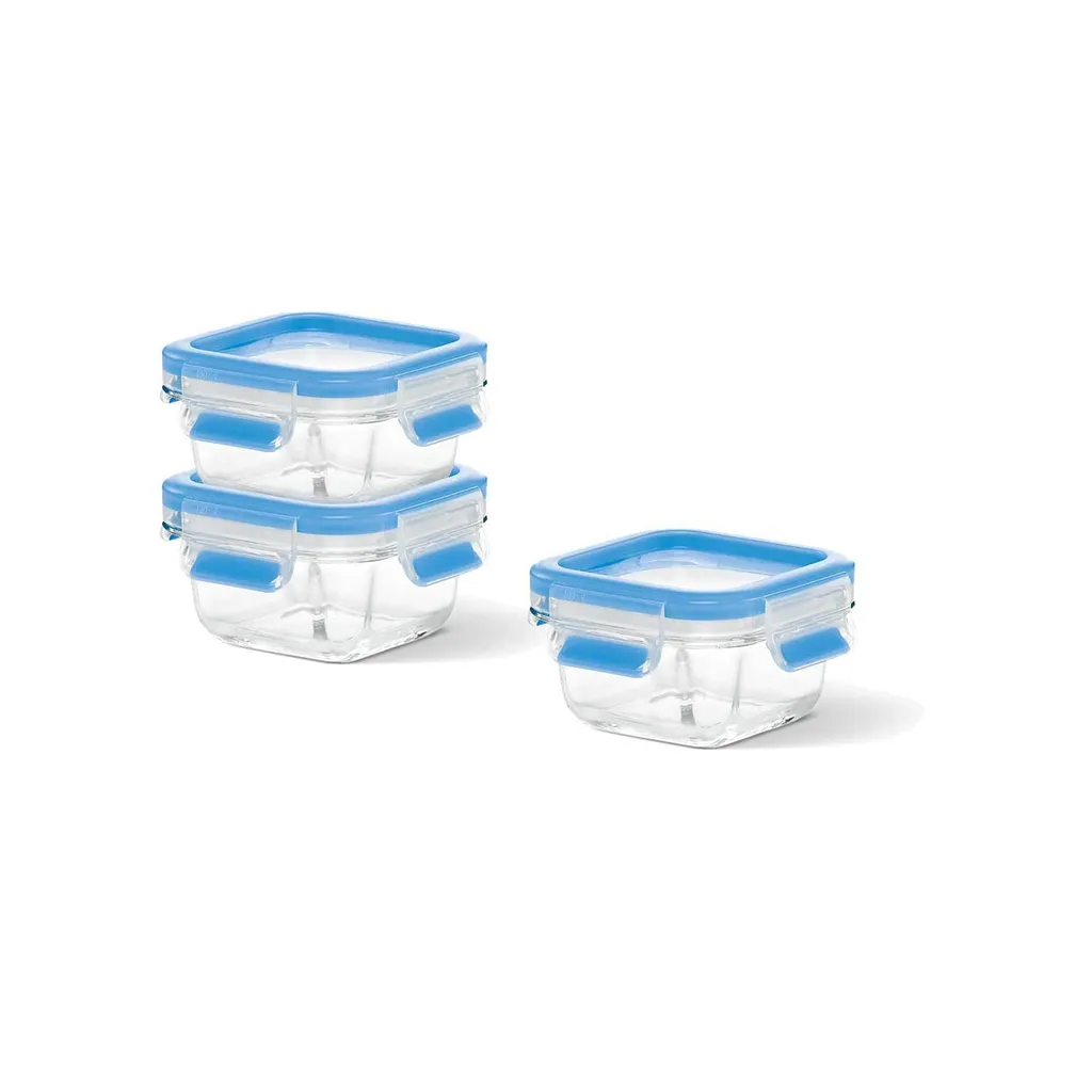 EMSA Clip & Close Glas, Set, Quadratisch, 0,2 L, Blau, Transparent, Polypropylen (PP), Thermoplastisches Elastomer (TPE), Deutschland 7 EMSA Clip & Close Glas, Set, Quadratisch, 0,2 L, Blau, Transparent, Polypropylen (PP), Thermoplastisches Elastomer (TPE), Deutschland – Bild 5