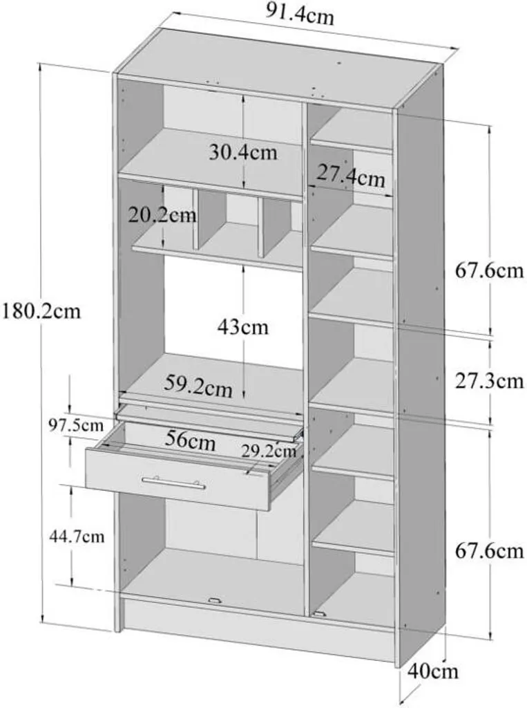 Küchenbuffet Buffetschrank Mit 5 Türen & 1 Schublade - Weiß & Grau - MADY 3 Küchenbuffet Buffetschrank Mit 5 Türen & 1 Schublade - Weiß & Grau - MADY