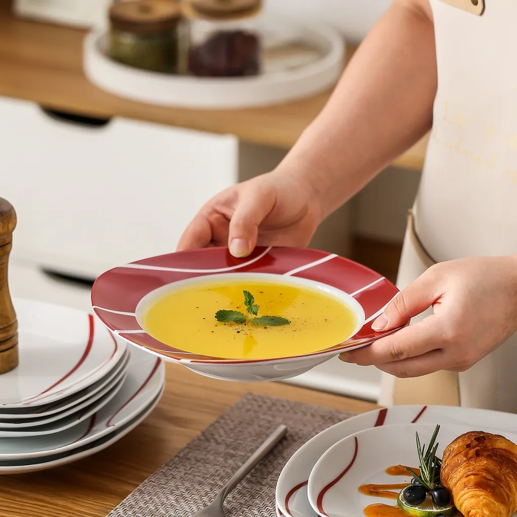 MALACASA, Serie Felisa, 36 Tlg. Set Porzellan Geschirrset Tafelservice Mit 12 Speiseteller, 12 Dessertteller, 12 Suppenteller Für 12 Personen 6 MALACASA, Serie Felisa, 36 Tlg. Set Porzellan Geschirrset Tafelservice Mit 12 Speiseteller, 12 Dessertteller, 12 Suppenteller Für 12 Personen – Bild 4