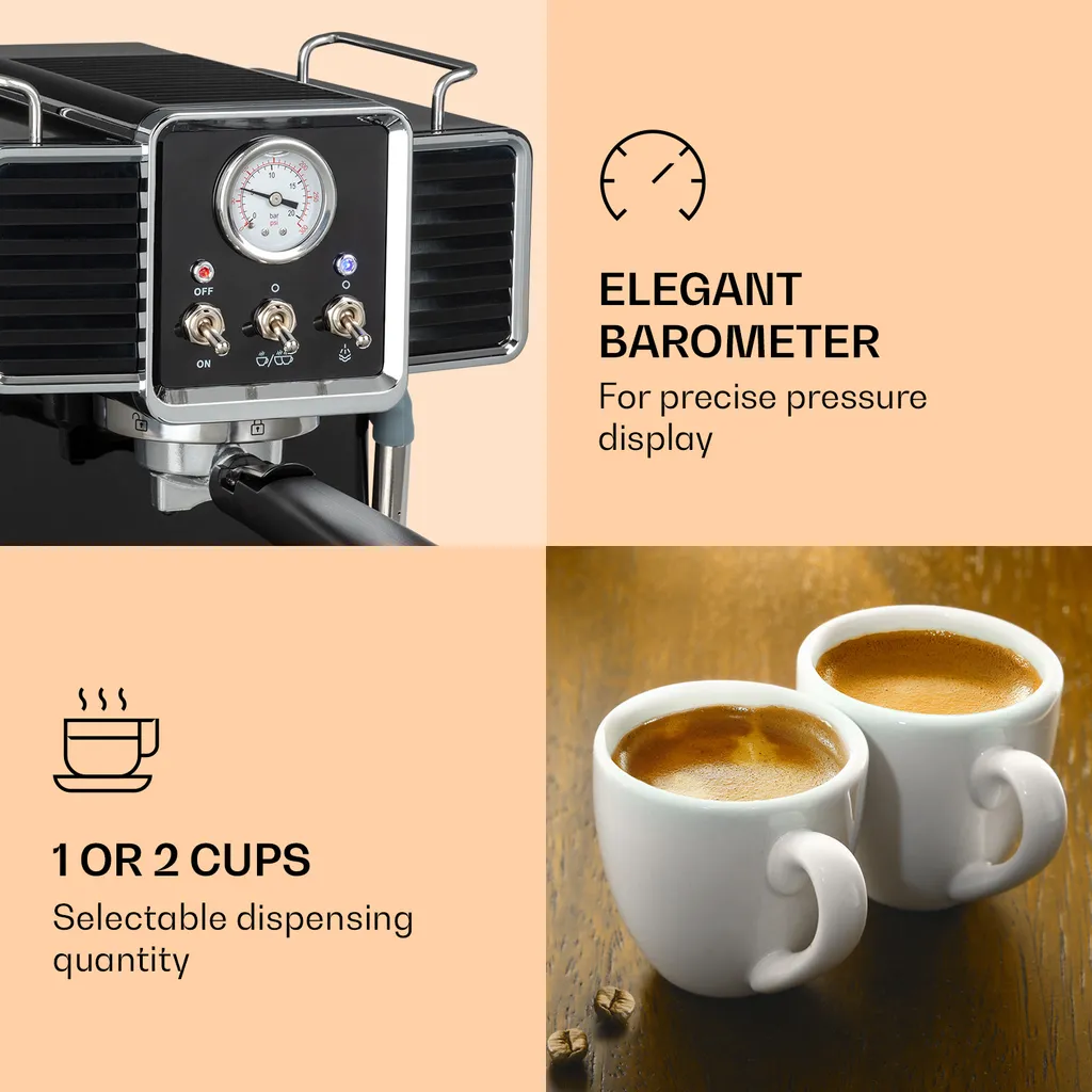 Gusto Classico Espressomaker 1350 Watt 20 Bar Druck Wassertank: 1,5 Liter 6 Gusto Classico Espressomaker 1350 Watt 20 Bar Druck Wassertank: 1,5 Liter – Bild 4