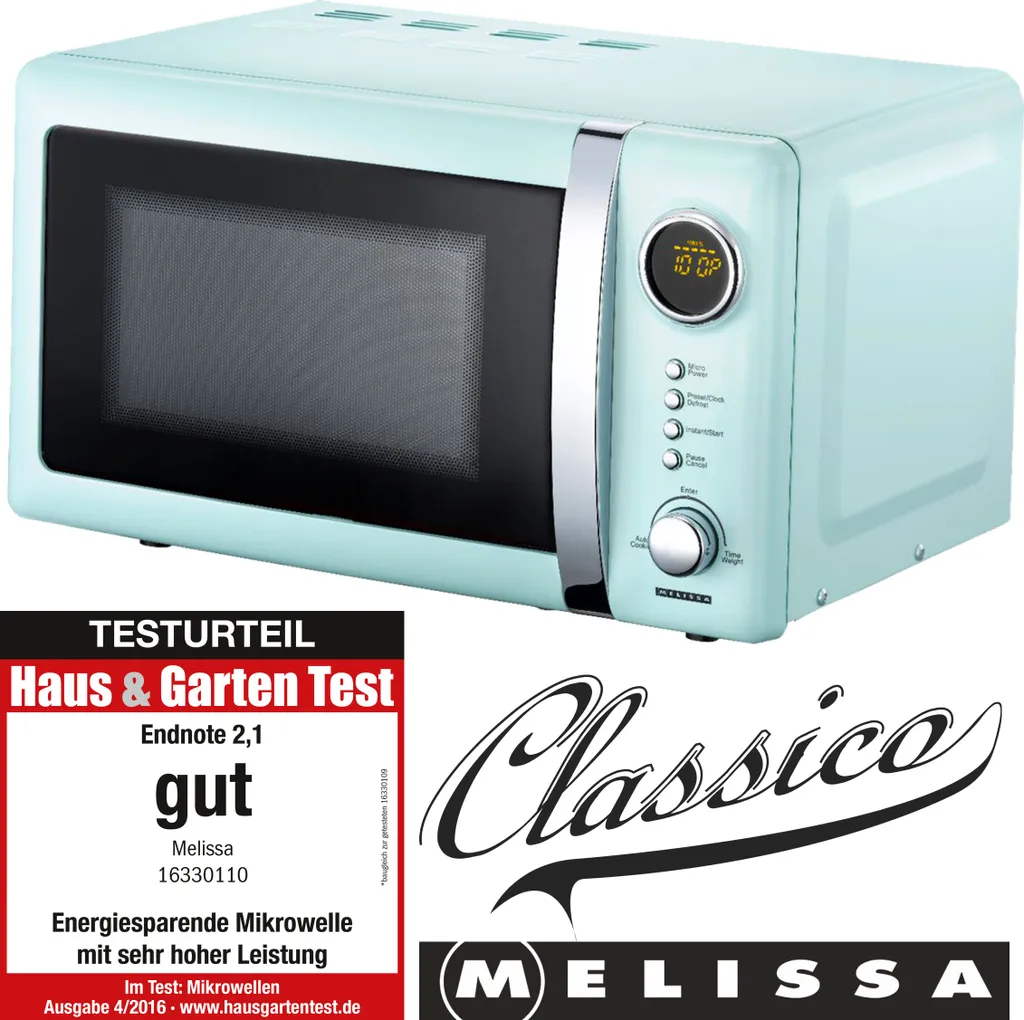Melissa 16330110 CLASSICO Retro 20 Liter Mikrowelle Pepermint/Babyblue 3 Melissa 16330110 CLASSICO Retro 20 Liter Mikrowelle Pepermint/Babyblue