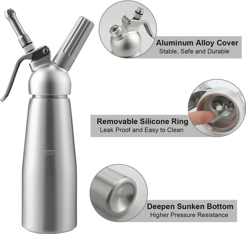 EINFEBEN Sahnespender Sahneschneider Sahnesyphon Sahnebereiter Alu Profi 0.5L Poekelnadel Duese 4 EINFEBEN Sahnespender Sahneschneider Sahnesyphon Sahnebereiter Alu Profi 0.5L Poekelnadel Duese – Bild 2